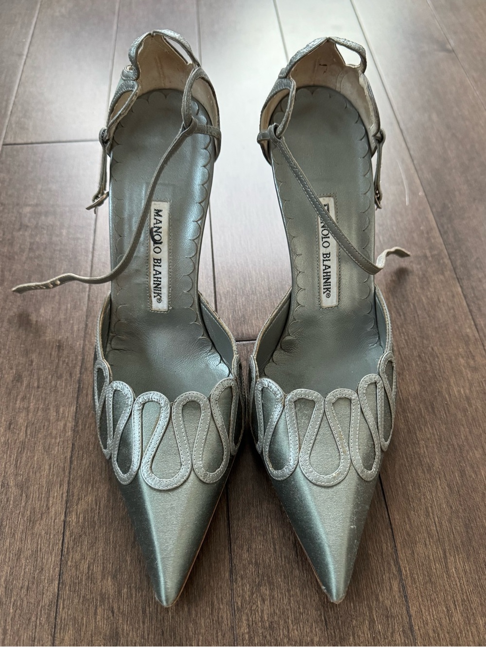 Manolo Blahnik Silver Pointed Toe Heel
